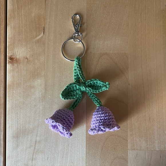 Handcrafted Crochet Lily of the Valley Bag Charm with Flower Accessory Keychain - Picture 5 of 8